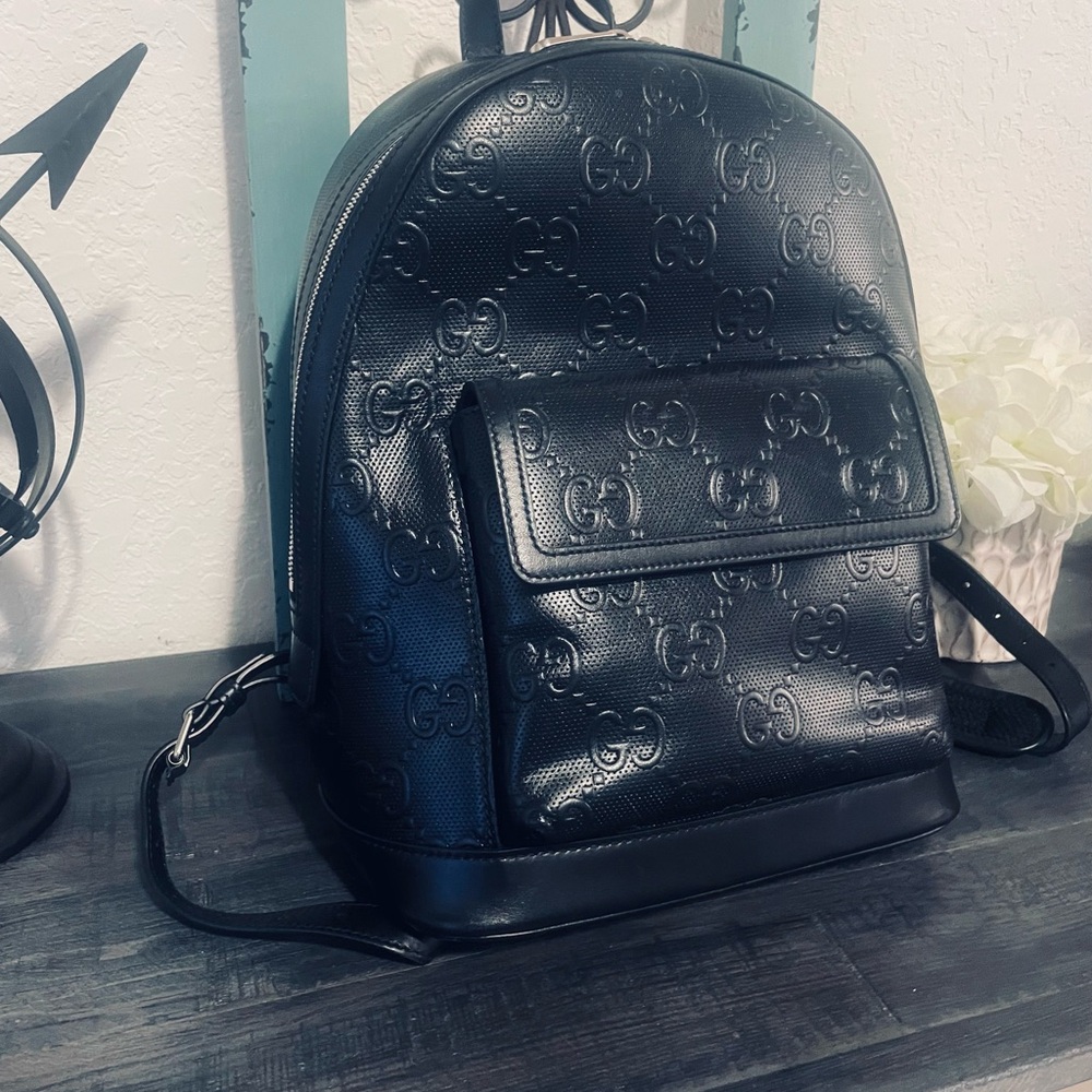 Gucci GG Embossed Black Backpack